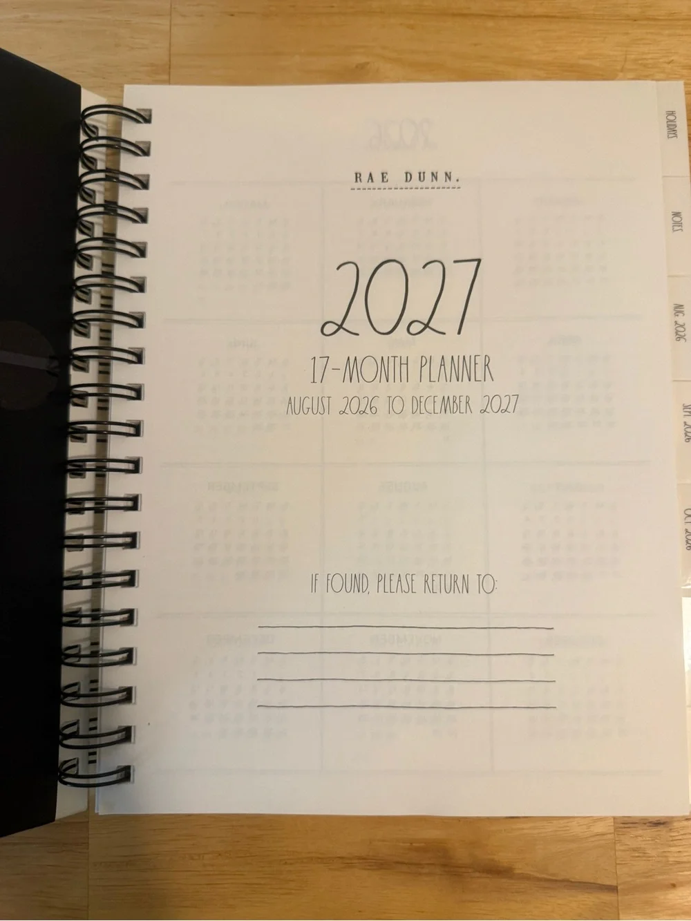 Rae Dunn White Planner with Black Text and Spine